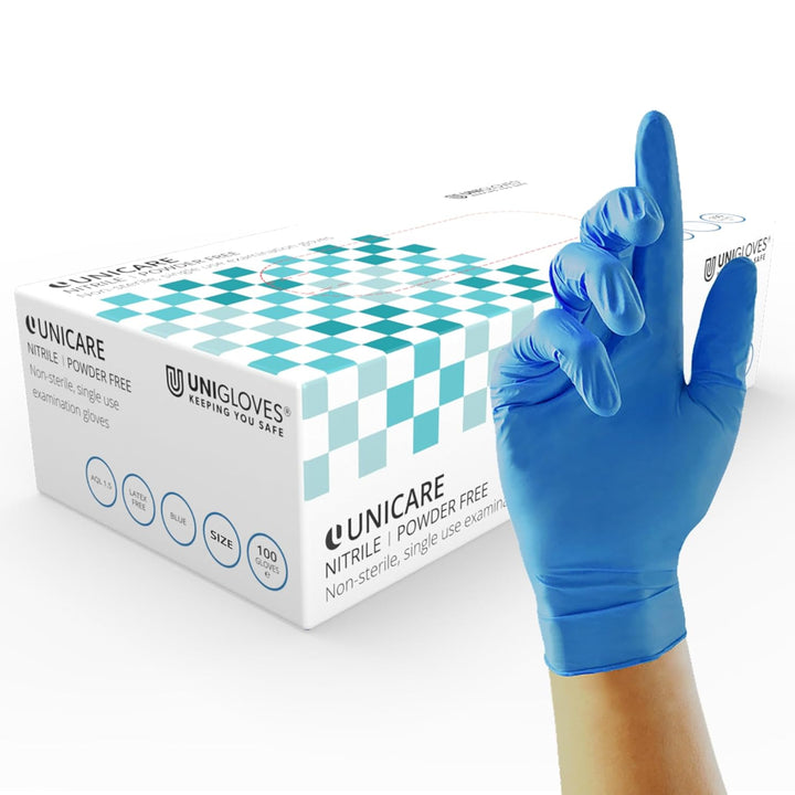 Unicare Nitrile Examination Disposable Gloves - Multipurpose, Powder Free, Medical Gloves - Box of 100 Gloves, Black, Medium (GS0253)