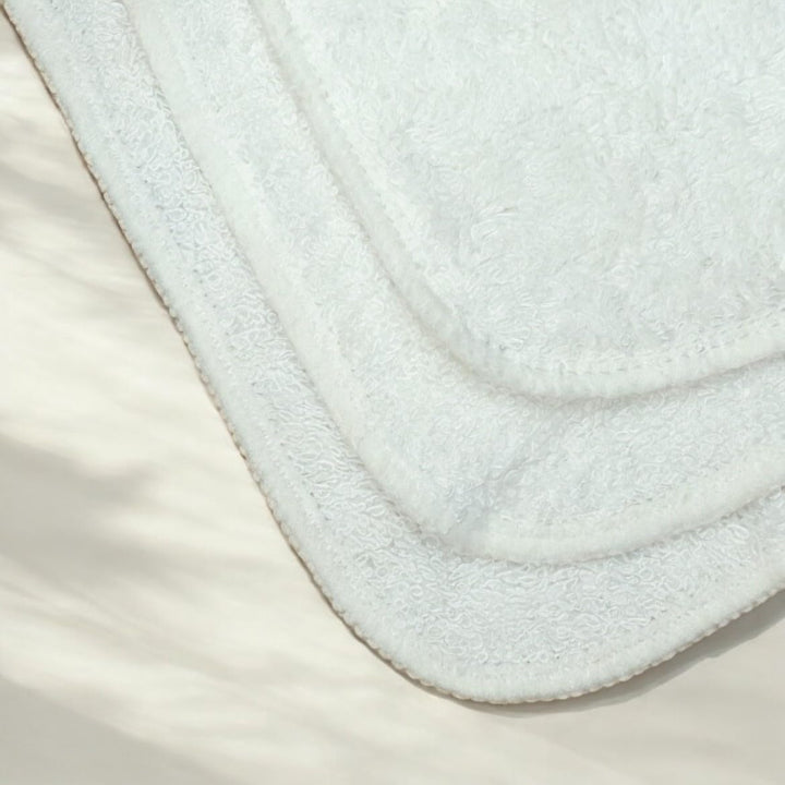 24PK Wipes Bamboo Cotton Terry Wipes 20X20 Cms Wash Cloth Washable Reuseable Baby Wipes (White)