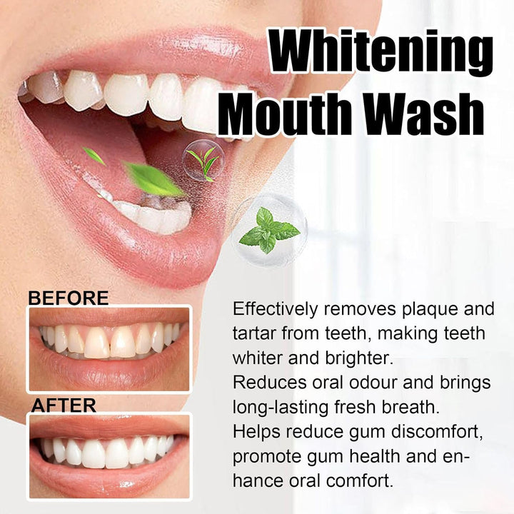 Whitening Mouthwash - Coconut Mint Extraction Oil for Stains and Gum Health | See before and after Results | Alcohol-Free Set with Tongue Scraper (100Ml)