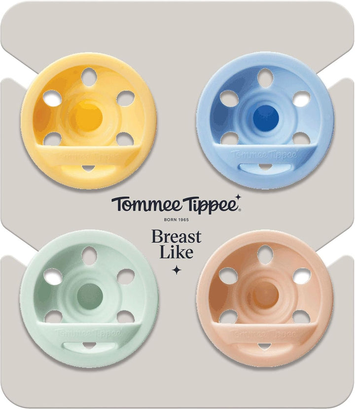 Breast-Like Dummy, 0-6M, 4-Pack, Lightweight, One-Piece Silicone Soother, Symmetrical Teat