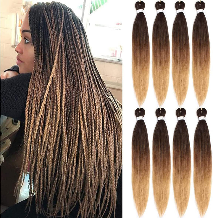 3 Packs Pre Stretched Braiding Hair Extension Yaki Texture EZ Braids Hair for Coi Leray Braids Black Braiding Crochet Hair Extensions /30 Inch 1B#