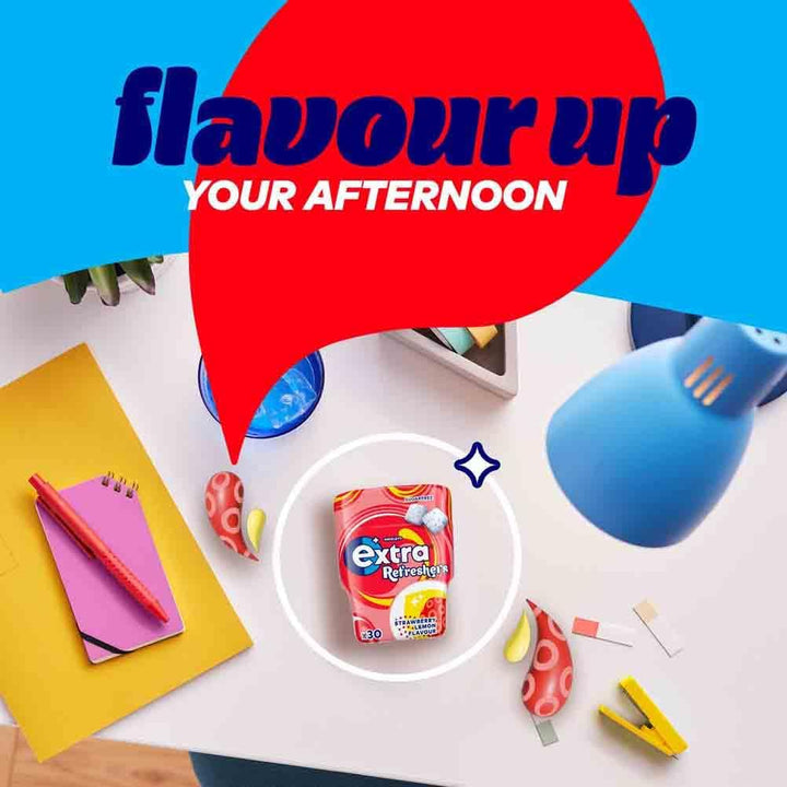 Refreshers Strawberry Lemon Sugarfree Chewing Gum, 30 Pieces, Suitable for Vegetarians with Long-Lasting Intense Flavour