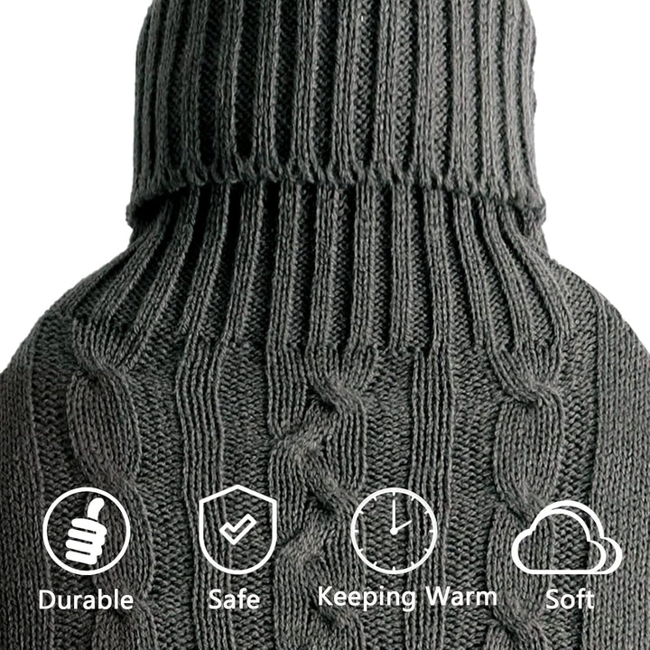 Hot Water Bottle Cover Only, Knitted Cover (Cover Only), Grey