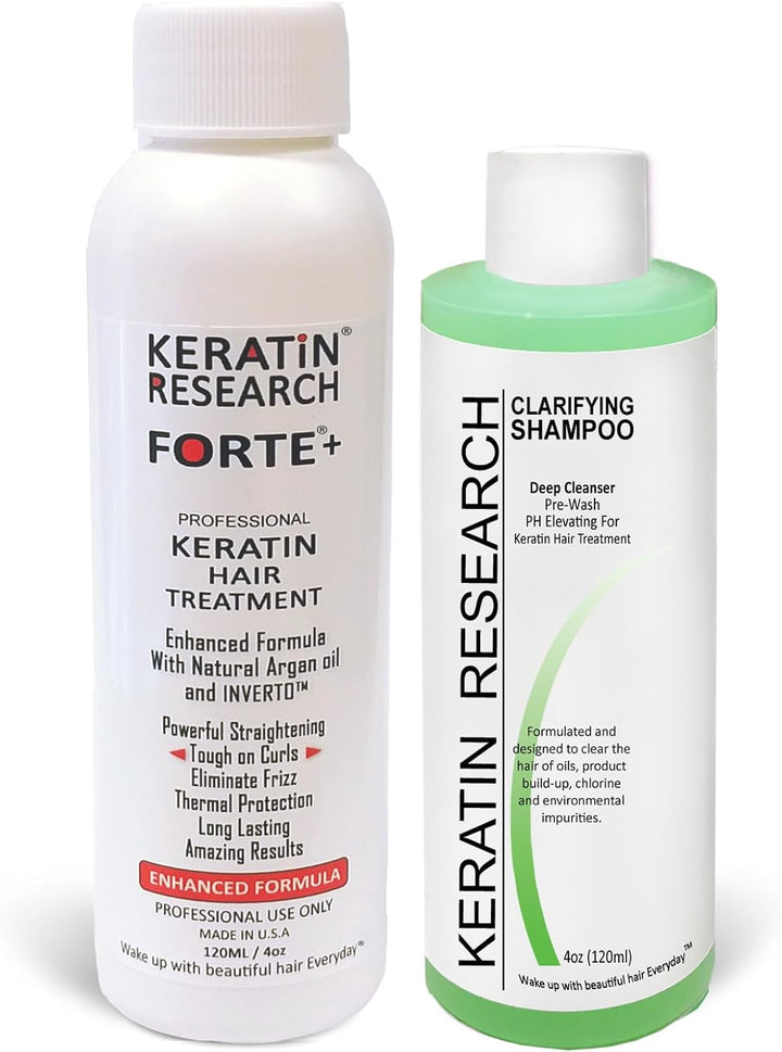 Keratin Forte Keratin Brazilian Keratin Hair Blowout Treatment Extra Strength 120Ml with Clarifying Shampoo 30Ml Enhanced Formula for Curly Hair by  with Moroccan Argan Oil (120Ml Kit)