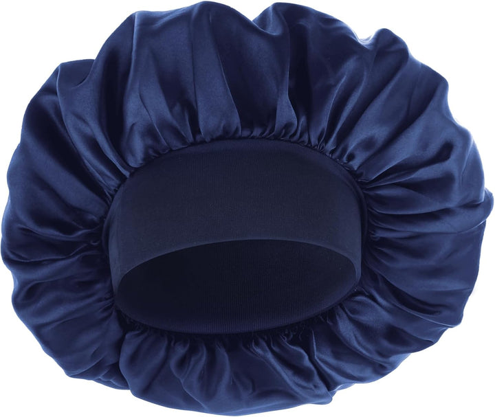Silk Bonnet for Men, Satin Bonnet Single Layer Elastic Band Silk Sleep Cap Black Soft Adjustable Hair Cap Hair Wrap Large Bonnets for Women Sleeping