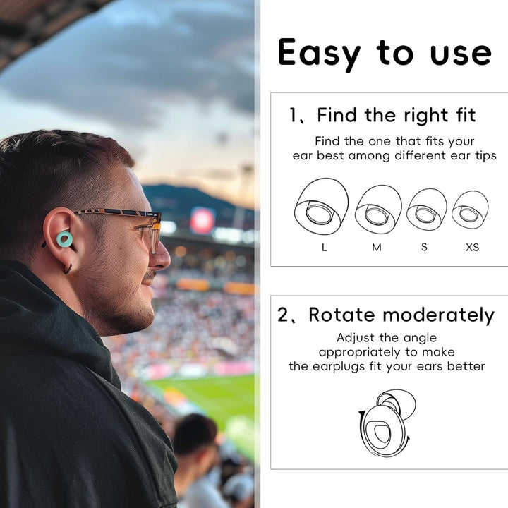 Ear Plugs for Noise Reduction–Super Soft, Reusable Hearing Protection in Flexible Silicone for Sleep, Noise Sensitivity & Flights-8 Ear Tips in Xs/S/M/L–27Db Noise Cancelling–Light Blue