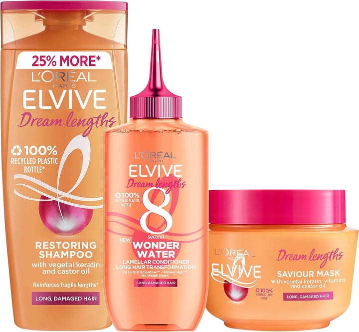 Paris Elvive XXL Fibre Mask for Long, Damaged, Thinning Hair, Restorative Treatment with Pro-Collagen, Dream Lengths, 400 Ml