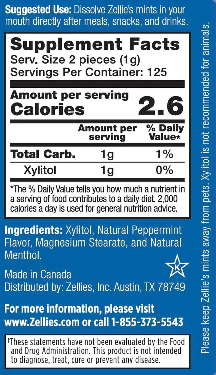 Xylitol Sugar Free Cool Mint Breath Mints | Non-Gmo, Low-Calorie, Gluten Free, Vegan & Kosher Mints (250 Count - Pack of 1)