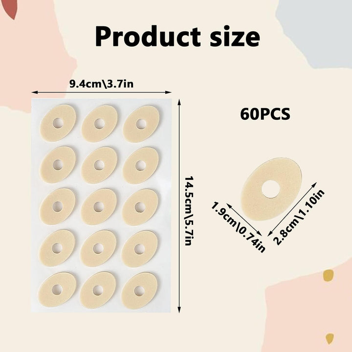 60PCS Corn Cushions Oval Soft Latex Sponge Corn Plasters for Toes anti Friction Corn Pads Self Adhesive Callus Cushions Toe and Foot Protectors Reduce Foot and Heel Pain
