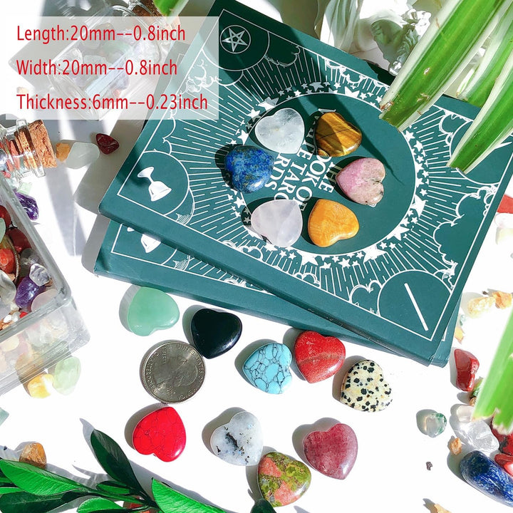 20PCS Heart Healing Crystals Gifts Gemstones Set Bulk Quartz Love Gem Stones Wholesale Polished Pocket Chakra Reiki Spiritual Wellbeing Stocking Filler Mini Small Gift for Women