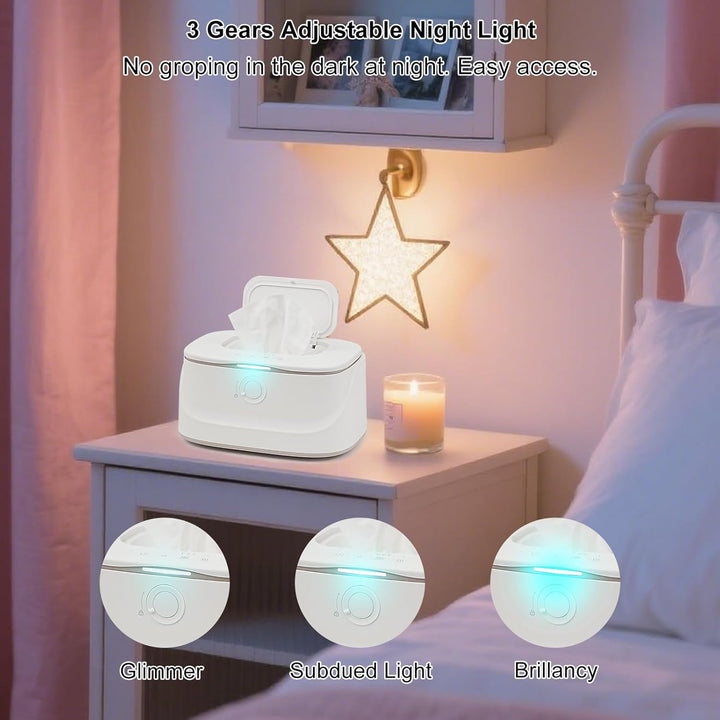 Baby Wipes Warmer - a Wet Wipe Holder That Integrates Small Night Lights, Energy Saving, USB Interface Charging, Suitable for Both Outdoor and Home Use ﻿