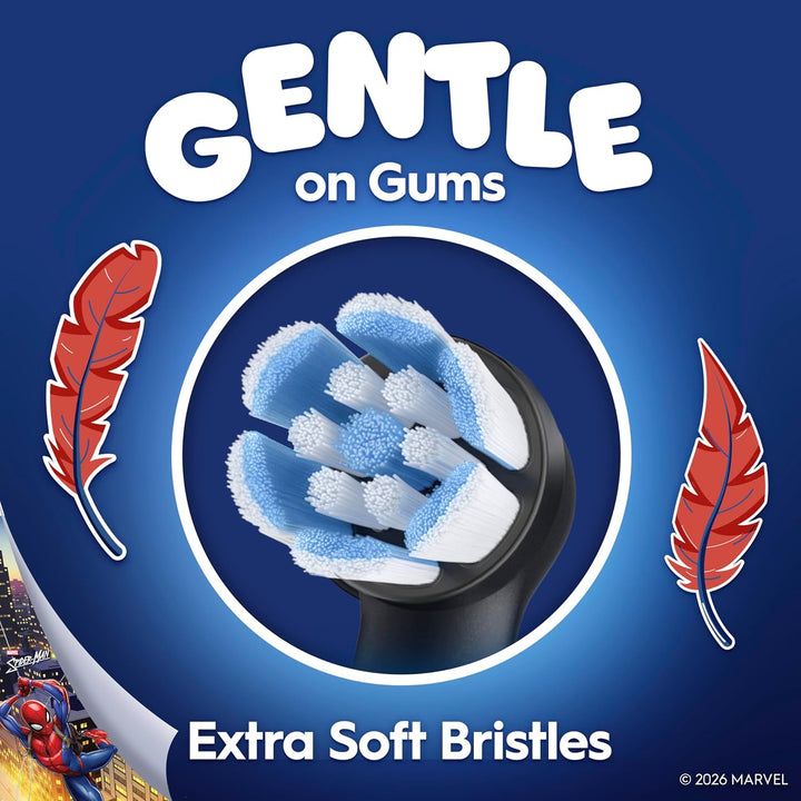 Io Kids Marvel Spiderman Electric Toothbrush Head for Age 6+, Gentle on Wobbly Teeth and Gums for Cleaner Teeth, Pack of 4