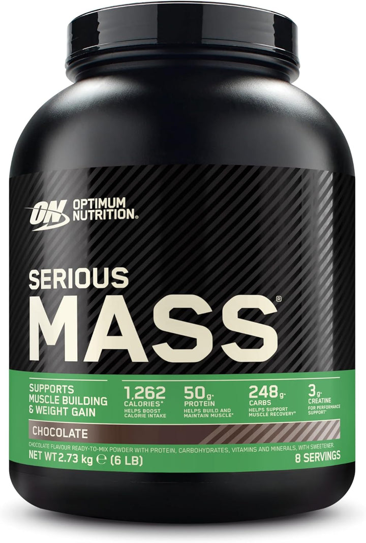 Serious Mass Protein Powder High Calorie Mass Gainer with Vitamins, Creatine and Glutamine, Strawberry, 8 Servings, 2.73 Kg, Packaging May Vary