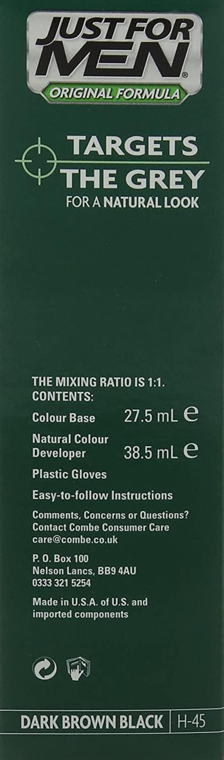 Original Formula Dark Brown Black Hair Dye, Restores Original Colour for a Natural Look � H45