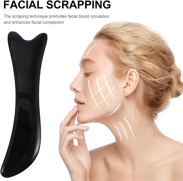 Buffalo Horn Gua Sha Plate Facial Scraping Board for Face and Eye Massage Natural Beauty Tool and Complexion Compact and Wear-Resistant for Self-Care and Use