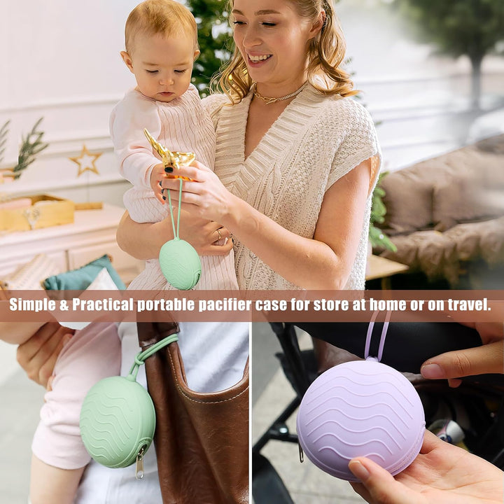 3 Pack Silicone Pacifier Holder Case, Bpa-Free Cover Pouch for Baby, Portable Storage Container for Diaper Bag Stroller,