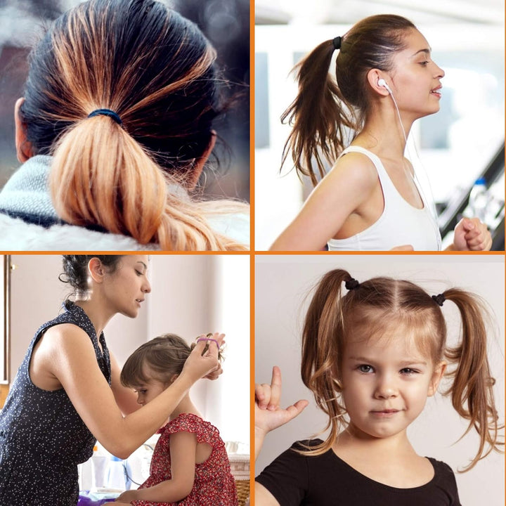 120 PCS Elastic Hair Bands, 2Mm Hair Ties Elastic Bobbles Hairbands Ponytail Holders No Metal Gentle Hair Bands for Women Girls Kids