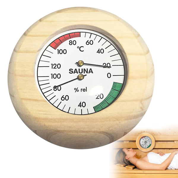 2 in 1 Sauna Thermometer Hygrometer, Wood Sauna Thermo-Hygrometer, 2 in 1 Wood Sauna Thermometer Hygrometer, Wooden High Accuracy Sauna Accessories for Sauna Room Steam Room