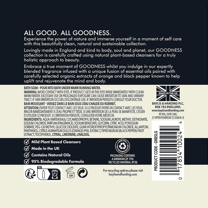 Goodness Lemongrass & Ginger Bath Soak, 500 Ml (Pack of 3) - Vegan Friendly