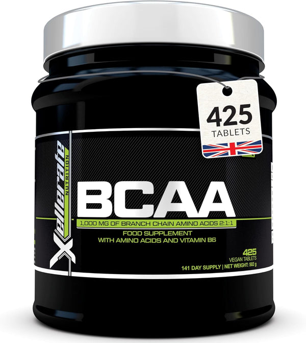 BCAA Amino Acid Tablets - 3000Mg per Serving - 425 Vegan Tablets Not Capsules or Powder - Supplement with Vitamin B6 2:1:1 - Made in the UK -