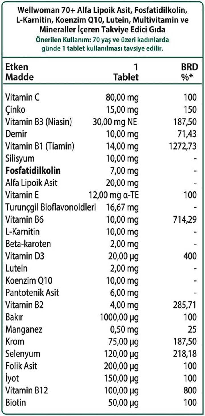Multivitamin Tablets for Women over 70 Years (Pack of 1)