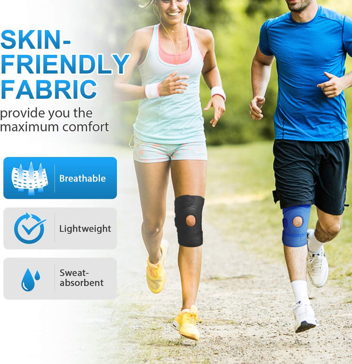 Knee Support with Open-Patella Design for Joint Pain, Sports, Injury Rehabilitation, Adjustable Knee Brace for Men Woman with 3 Straps, for Knee Circumference (12.5" to 18.5")