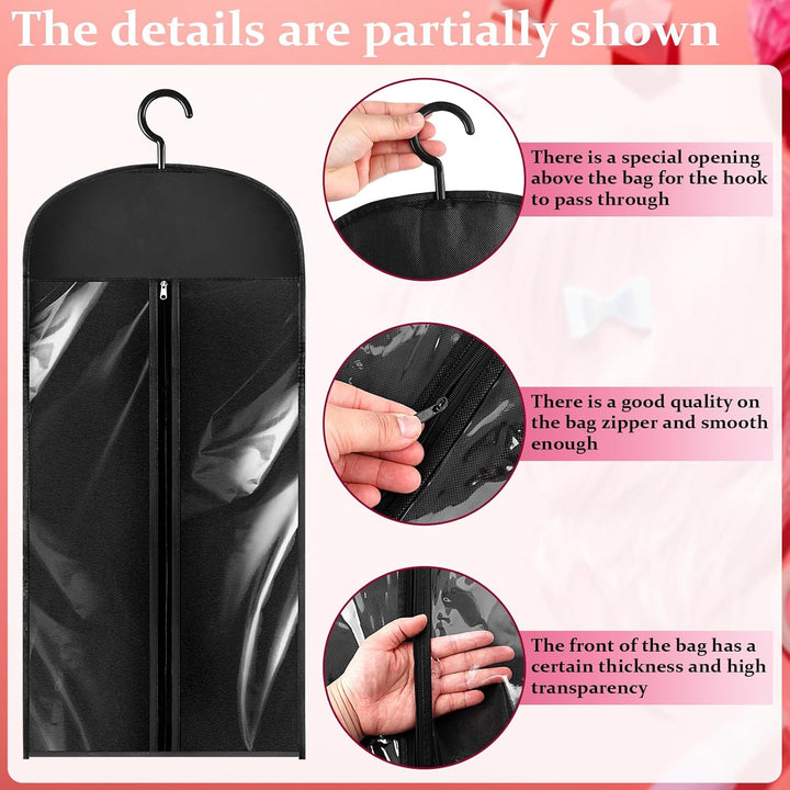 Hair Storage Bag - 6-Piece Wig Hanger Set with Hook - Dustproof Portable Holder for Multiple Hairpieces (Black, 2 Sizes)23.6 & 31.5 Inch