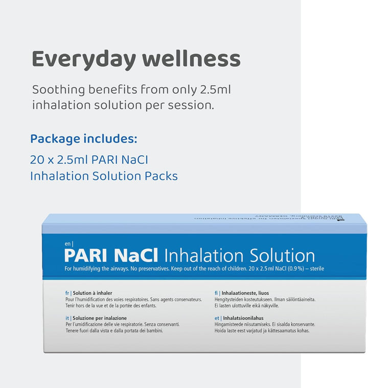 Naci 0.9 Saline Solution for Inhalation - 20 Pack - Soothing Isotonic Saline Solution for Nebulisers - Cold Prevention & Mucus Clearance - Sea Essence Airway Moisturisation - for All Ages