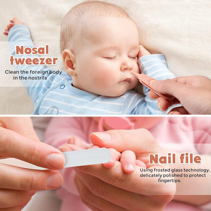 Baby Nail Clippers Set with Cute Case, Infant Fingernail and Toenail File Kit for Newborn Manicure and Pedicure, New Mom Grooming Gift