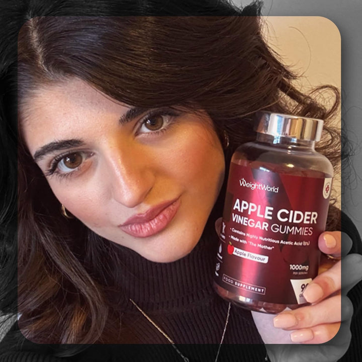 Apple Cider Vinegar Gummies 1000Mg - 90 Gummies - with Natural Apple Flavour - 45 Days Supply - Apple Cider Vinegar with Mother - Vitamin C, B12, B6, B9 & Beetroot Powder - Unfiltered & Vegan-Friendly