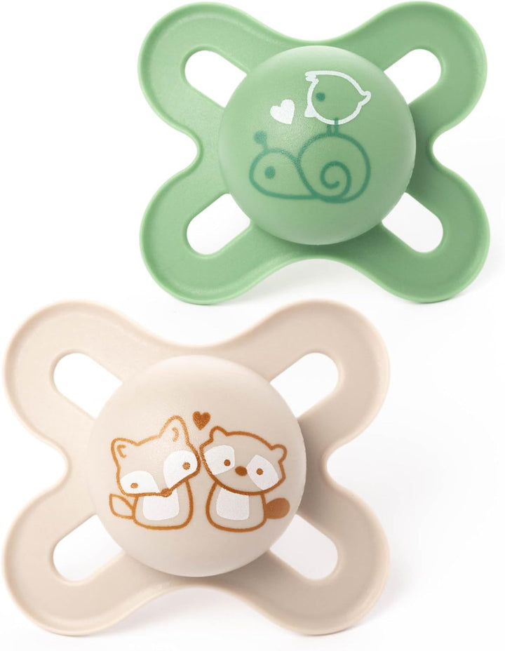 Original Start Soothers | 0-2 Months | 2 Pack | Newborn Dummies | Comes in Dummy Steriliser Case | Sustainable Materials | Baby Accessories for Newborn | Cream (Various Designs)