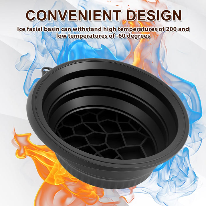 Face Bowl for Ice Quick Cooling Foldable Silicone Wash Basin with Built-In Ice Tray Portable Washing Basin for Puffiness Relief Soothe Skin Bathroom Accessories