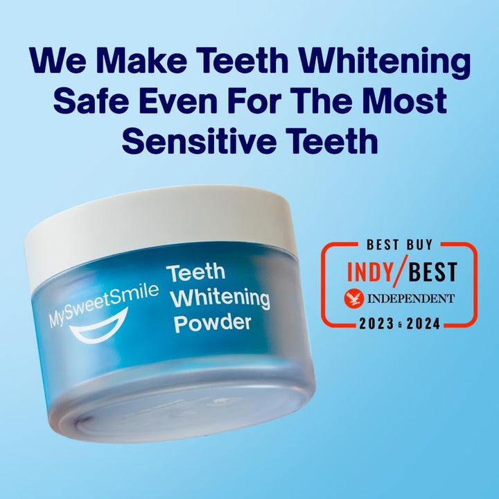 Dentist-Approved Teeth Whitening Powder - Indybest Award-Winner - Enamel-Safe & Sensitivity-Free - Cool Mint Flavour - Removes Years of Stains - 6 Month Teeth Whitener Supply