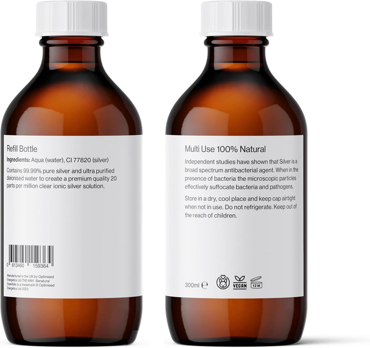 Colloidal Silver 300Ml Bottle | Premium Quality 20PPM Silver | High PH | Manufactured in the UK | New Packaging