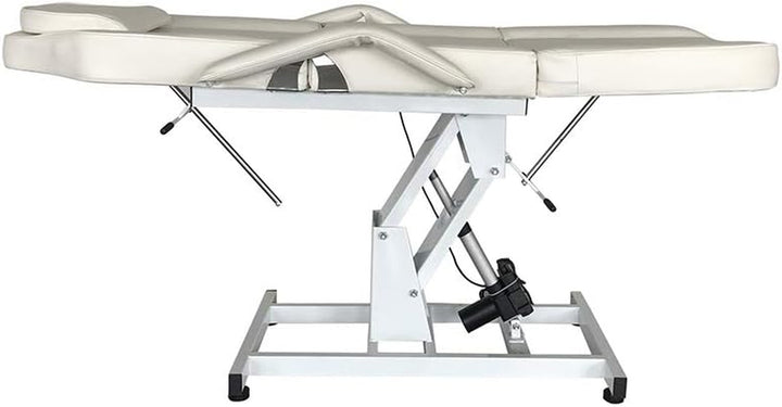 Electric Massage Table 3 Section Adjustable Bed Couch Beauty Salon Recliner Chair Treatment Tattoo Facial SPA Massaging Bed (White)(Includes 2 Packages) (White)