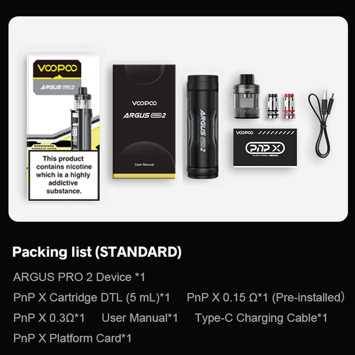 ARGUS PRO 2 Kit 80W Pod Mod Built in 3000Mah Battery with PNP-X Cartridge Electronic Cigarette Vape (No Nicotine, No E Liquid) (Lack Blue)