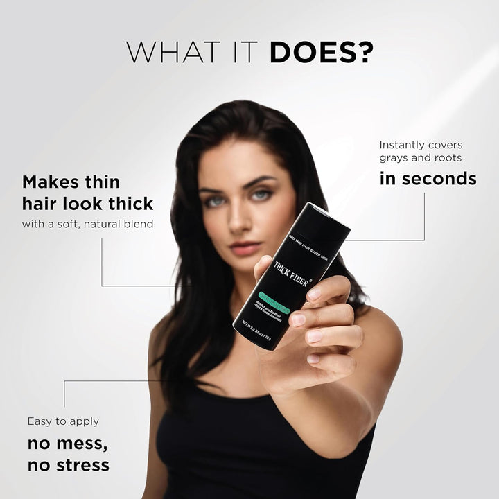 Hair Fibres (Pack of 1, BLACK) | Powder for Thinning 25G Bottle Makes Thin Look Thicker in Seconds with Loss Concealer Women & Men