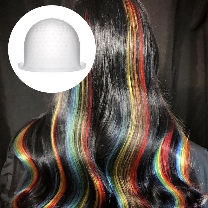 Punched Silicone Highlight Hair Cap with Needle, Professional Reusable Highlighting Poked Hole Caps with Hooks for Color Hair Salon Hairdressing Dyeing Staining Tools for Women Men