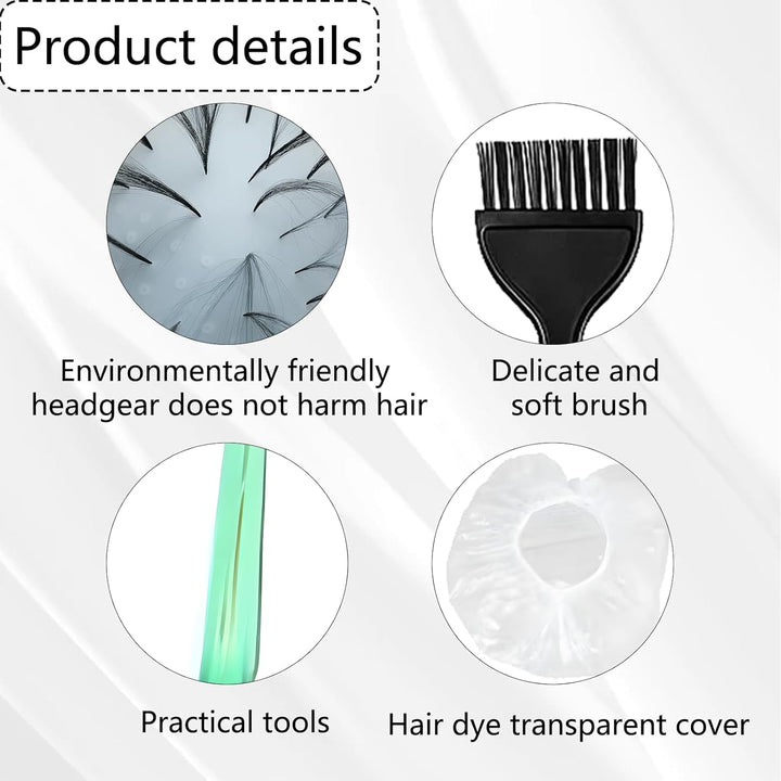 Highlighting Cap, 20-Piece Hair Highlighting Kit with Stainless Steel Hooks and Coloring Combs, Salon-Grade Silicone Highlight Cap for DIY Hair Coloring Make Your Own Hairstyle