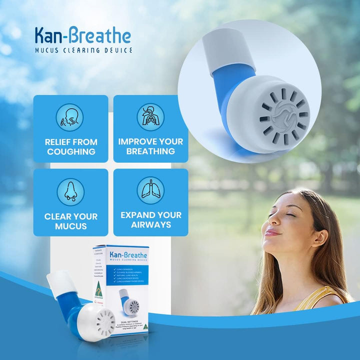 Natural Lung Exerciser & Mucus Removal Device - Naturally Clear Mucus from Airways & Improve Lung Capacity with This Opep Respiratory Breathing Exercise Device - Made in Australia – Blue