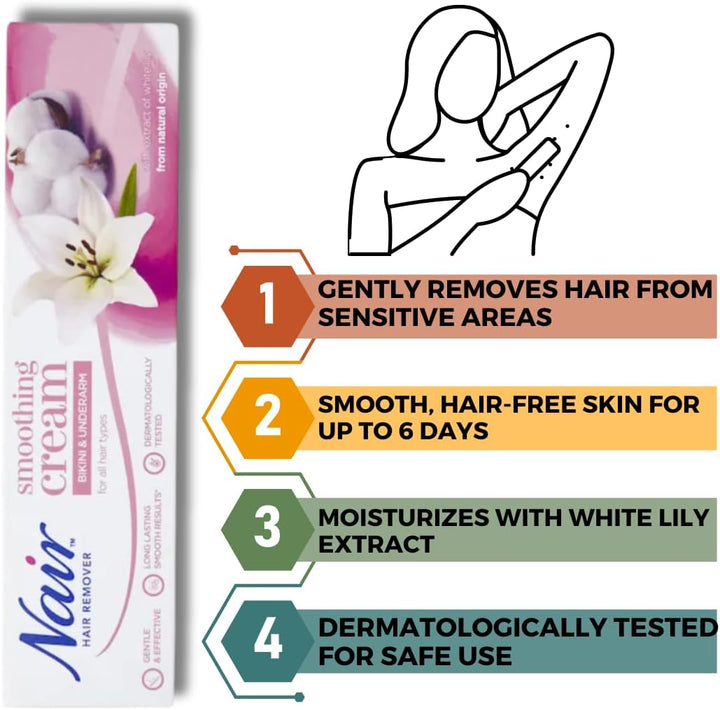 Nair Hair Removal Cream Bundle for Legs, Body, Bikini, and Underarms with  Depilatory Spatula Tool - Complete Hair Removal Solution for Smooth Skin