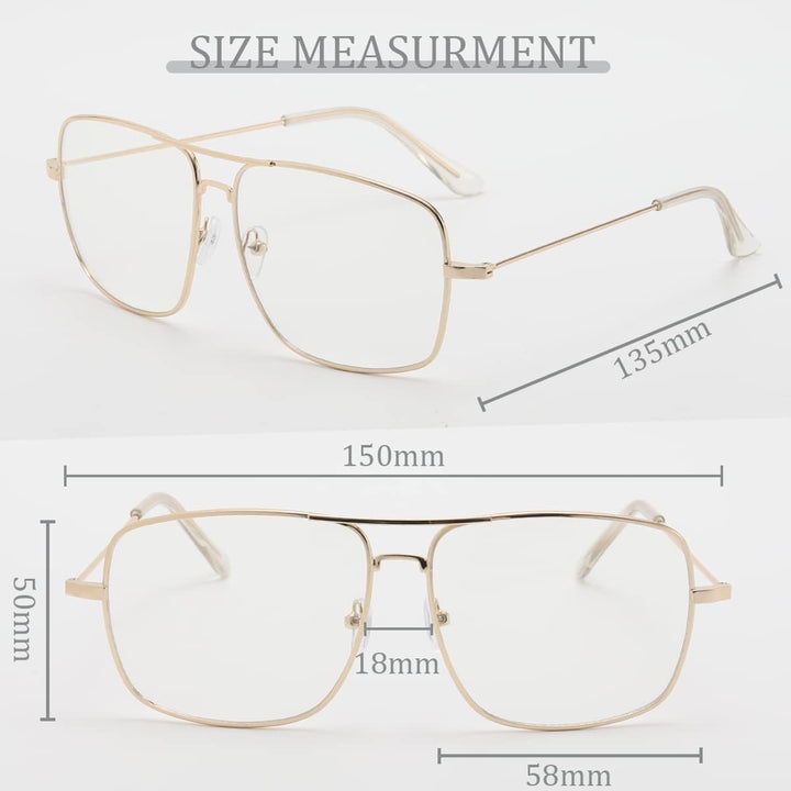 Clear Lens Glasses Non Prescription Metal Frame Glasses Men Women