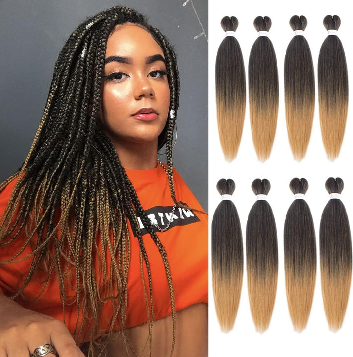 3 Packs Pre Stretched Braiding Hair Extension Yaki Texture EZ Braids Hair for Coi Leray Braids Black Braiding Crochet Hair Extensions /30 Inch 1B#