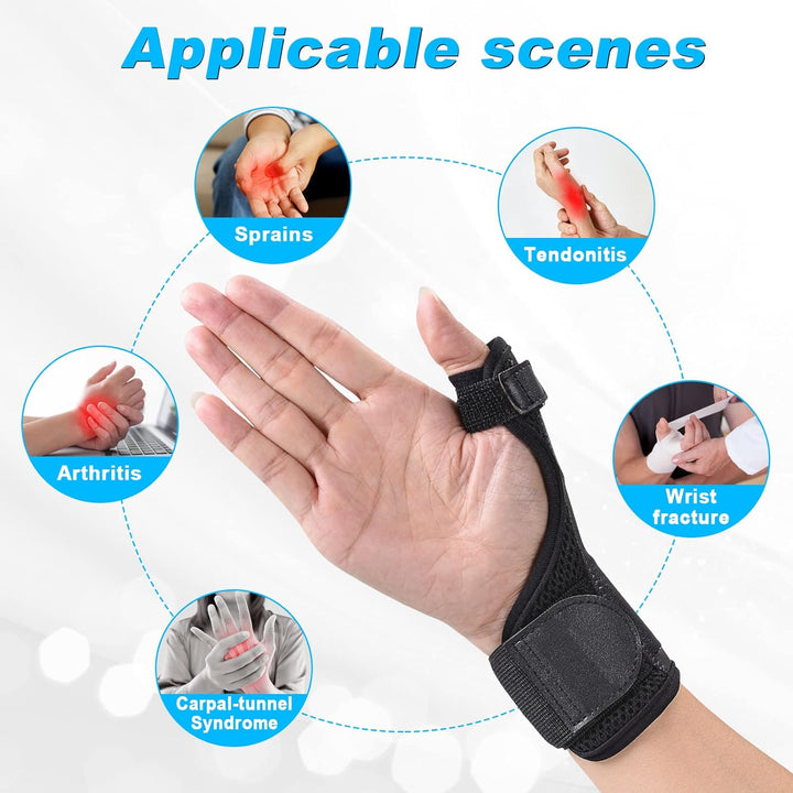 Reversible, Thumb Spica Splint for Right & Left Hand, Breathable Thumb & Wrist Support with Two Metal Splint, Trigger Thumb Immobilizer for Arthritis, Tendonitis, Sprains, L