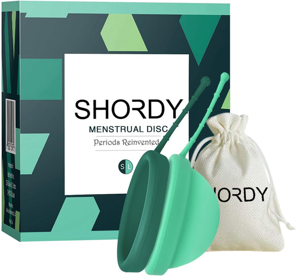 Reusable Menstrual Disc Set of 2 (Small & Large) with Storage Bag, Medical-Grade Silicone, Soft Period Disc, Medium Flow Kit, Feminine Hygiene & Care | Tampons, Pads & Cups Alternative (Green)