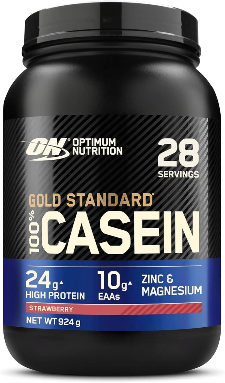 Gold Standard 100% Casein Slow Digesting Protein Powder with Zinc, Magnesium and Amino Acids, Support Muscle Growth & Repair Overnight, Creamy Vanilla Flavour, 28 Servings, 924 G