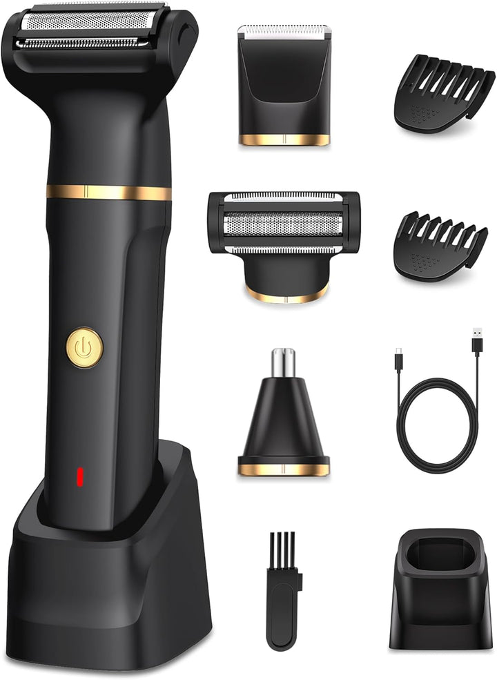 Manscape Body Trimmer Men 3 in 1, Pubic & Ball Trimmer Man IPX7 Waterproof, Rechargeable Body Shavers for Men with 2 Combs, Painless Nose Hairs Trimmer for Man,Wet & Dry