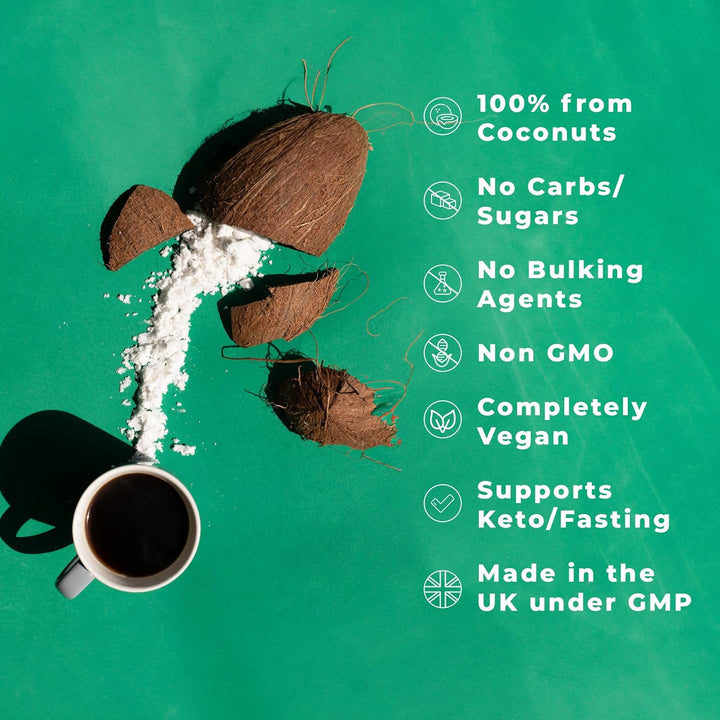 MCT Powder by LLS, 300G - 30 Servings, 100% from Coconuts, MCT Oil Powder High in Healthy Fats and Acacia Fibre, 0G Carbs, Perfect for Keto Diet, Completely Vegan, Lab Tested -