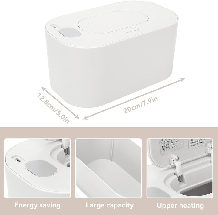 Portable Wet Wipes Heater, Thermostat Large Capacity Baby Wet Wipes Dispenser Household Wet Wipe Diaper Wamer for Car Home Baby Nursery (White)