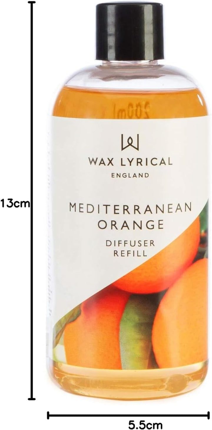 Mediterranean Orange Reed Diffuser Refill - 200Ml | Refreshing Orange Citrus Scent | Made in England